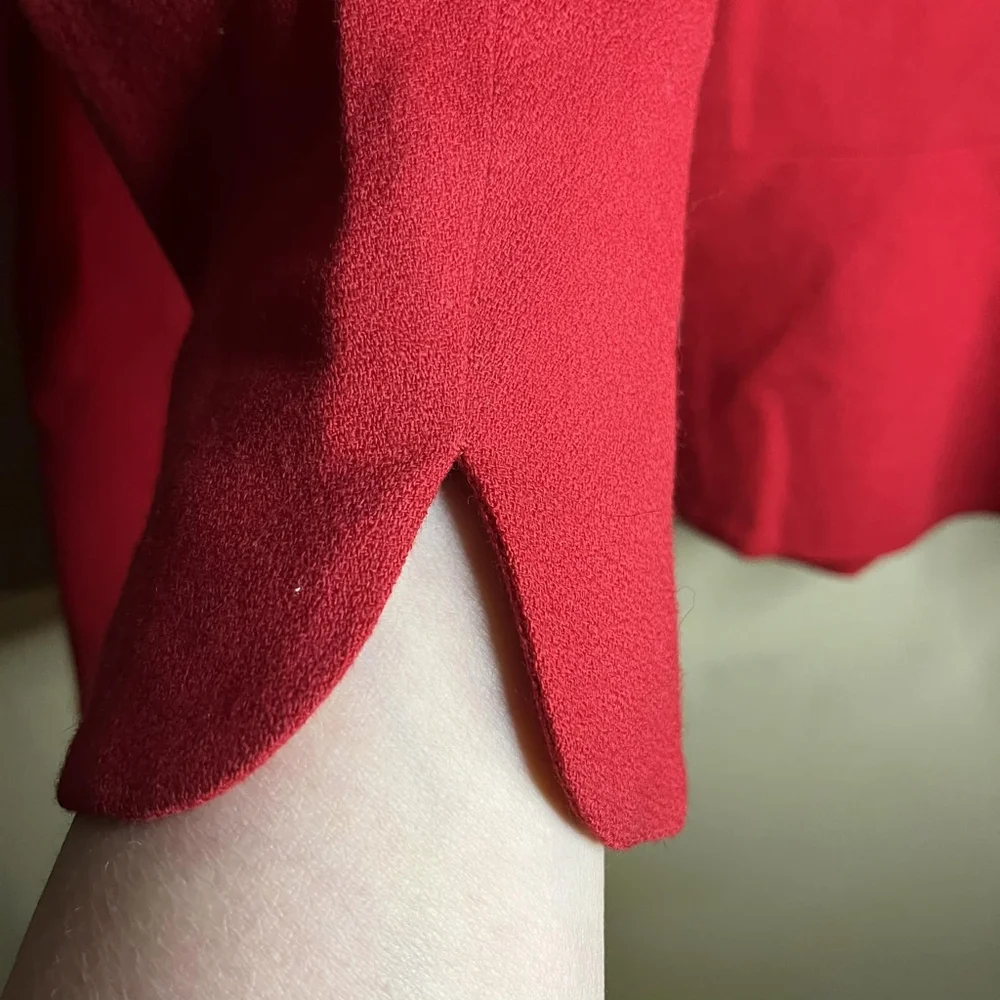 Christian Dior Vintage Red Wool Made In USA Blazer With Black Buttons Size 12